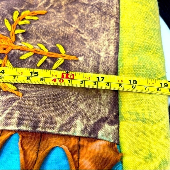 Boho Multicolor Backpack Drawstring & Button Closure Adjustable Straps - Picture 7 of 10